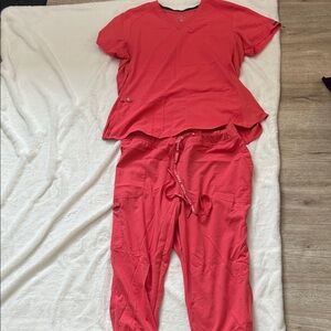 Med Couture Salmon Scrub Top and Pants Set